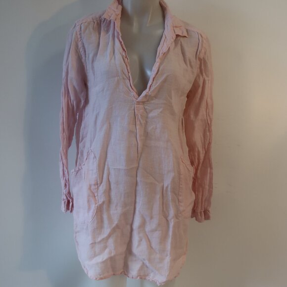 Womens CP Shades Pink 100% Linen Shirt Dress S - Picture 1 of 6